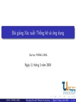 Bài giảng xác suất thống kê và ứng dụng phần 2   phan thanh hồng (đh thăng long)