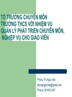 Tổ trưởng chuyên môn trường THCS với nhiệm vụ quản lý phát triển chuyên môn nghiệp vụ cho giáo viên 