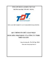 Quy trình tổ chức giao nhận hàng hóa nhập khẩu từ Nhật Bản về Việt Nam của công ty TNHH Thép Sài gòn