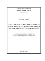 Quản lý nhà nước về hoạt động khai thác và sử dụng thông tin tư liệu khí tượng thủy văn tại trung tâm tư liệu khí tượng thủy văn