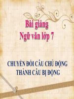 Bài giảng ngữ văn 7 bài 23 chuyển đổi câu chủ động sang câu bị động 2 