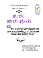 Một số giải pháp góp phần hoàn thiện Quản trị nguồn nhân lực tại Công ty TNHH TOMIYA SUMMIT GARMENT EXPORT (ppt)