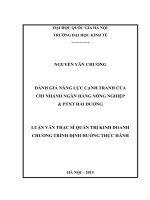 Đánh giá năng lực cạnh tranh của chi nhánh ngân hàng nông nghiệp  PTNT hải dương 