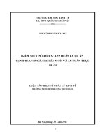 Kiểm soát nội bộ tại ban quản lý dự án cạnh tranh ngành chăn nuôi và an toàn thực phẩm
