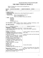 GIÁO án TIẾNG ANH 12 cơ bản cả năm 