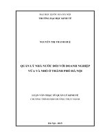 Quản lý nhà nước đối với doanh nghiệp vừa và nhỏ ở thành phố hà nội