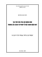 Vai trò của tòa án nhân dân trong cải cách tư pháp ở việt nam hiện nay  luận văn ths  luật 