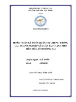 Luận văn thạc sĩ Hoàn thiện kế toán quản trị chi phí trong các doanh nghiệp xây lắp tại thành phố biên hòa, tỉnh đồng nai