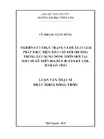 Nghiên cứu thực trạng và đề xuất giải pháp thực hiện tiêu chí môi trường trong xây dựng nông thôn mới tại một số xã trên địa bàn huyện Kỳ Anh, tỉnh Hà Tĩnh