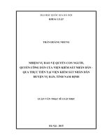Nhiệm vụ bảo vệ quyền con người, quyền công dân của viện kiểm sát nhân dân   qua thực tiễn tại viện kiểm sát nhân dân huyện vụ bản, tỉnh nam định 