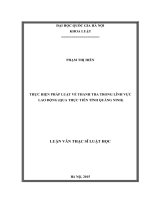 Thực hiện pháp luật về thanh tra trong lĩnh vực lao động (qua thực tiễn tỉnh quảng ninh) 