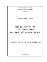 Hiệu quả sử dụng vốn của công ty TNHH phát triển nhà viettel   HANCIC 