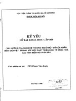 Ảnh hưởng của quan hệ thương mại ở một số cửa khẩu biên giới việt – trung với việc phát triển kinh tế hàng hóa các tỉnh miền núi phía bắc