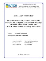 Phân tích thực trạng hoạt động tín dụng cá nhân tại ngân hàng thương mại cổ phần phát triển thành phố hồ chí minh – phòng giao dịch duy tân 