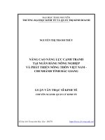 Nâng cao năng lực cạnh tranh tại Ngân hàng nông nghiệp và phát triển nông thôn Việt Nam  Chi nhánh tỉnh Bắc Giang