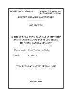 Tóm tắt luận án Kỹ thuật xử lý vùng quan sát và phát triển bất thường của các đối tượng trong hệ thống camera giám sát