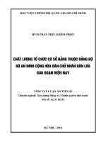 Chất lượng tổ chức cơ sở đảng thuộc Đảng bộ Bộ An ninh Cộng hoà Dân chủ nhân dân Lào giai đoạn hiện nay (TT)