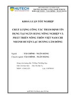 Chất lượng công tác thẩm định tín dụng tại ngân hàng nông nghiệp và phát triển nông thôn   chi nhánh lạc dương lâm đồng 