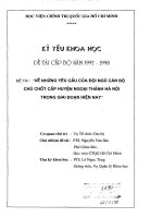 Về những yêu cầu của đội ngũ cán bộ chủ chốt cấp huyện ngoại thành hà nội trong giai đoạn hiện nay