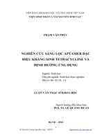 Nghiên cứu sàng lọc aptamer đặc hiệu kháng sinh Tetracycline và định hướng ứng dụng