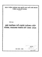 Hệ thống tổ chức đảng cấp tỉnh, thành thời kỳ 1930 1945