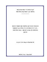 Hoàn thiện hệ thống kế toán trách nhiệm tại công ty Cổ Phần Tư Vấn – Thương Mại – Dịch Vụ Địa Ốc Hoàng Quân