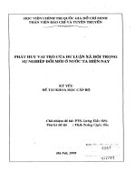 Phát huy vai trò của dư luận xã hội trong sự nghiệp đổi mới ở nước ta hiện nay