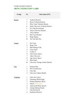 Menu cost card template
