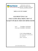 Giải pháp nâng cao chất lượng hoạt động cho vay tại quỹ tín dụng nhân dân bình chánh 
