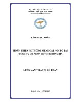 Hoàn thiện hệ thống kiểm soát nội bộ tại Công ty Cổ phần Bê tông Hồng Hà