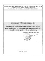 Khai thác tổng họp tiềm năng một vùng sinh thái đặc trưng cho miền đông nam bộ huyện định quán – tỉnh đồng nai