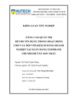 Nâng cao quản trị rủi ro tín dụng trong hoạt động cho vay đối với khách hàng doanh nghiệp tại ngân hàng eximbank chi nhánh tân sơn nhất 