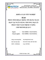 Phân tích hoạt động tín dụng ngắn hạn tại ngân hàng thương mại cổ phần việt nam thịnh vượng chi nhánh quận 3