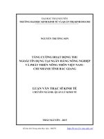 Tăng cường hoạt động thu ngoài tín dụng tại Ngân hàng nông nghiệp và Phát triển nông thôn Việt Nam - chi nhánh tỉnh Bắc Giang