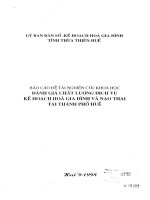 Đánh giá chất lượng dịch vụ kế hoạch hóa gia đình và nạo thao tại thành phố huế