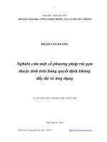 Nghiên cứu một số phương pháp rút gọn thuộc tính trên bảng quyết định không đầy đủ và ứng dụng