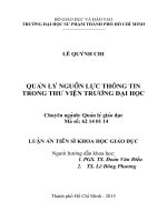 Quản lý nguồn lực thông tin trong thư viện trường đại học 