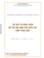 lời giải và bình luận đề thi vmo học sinh giỏi quốc gia môn toán 2016