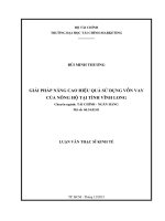 Giải pháp nâng cao hiệu quả sử dụng vốn vay của nông hộ tại tỉnh vĩnh long  luận văn thạc sĩ 