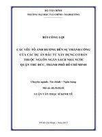 Các yếu tố ảnh hưởng đến sự thành công của các dự án đầu tư xây dựng cơ bản thuộc nguồn ngân sách nhà nước quận thủ đức, thành phố hồ chí minh  luận văn thạc sĩ 