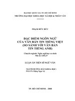 Đặc điểm ngôn ngữ của văn bản tin tiếng việt (so sánh với văn bản tin tiếng anh) 