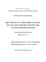 Biện pháp quản lý hoạt động giáo dục kỹ năng sống cho học sinh tiểu học tại thành phố hồ chí minh 