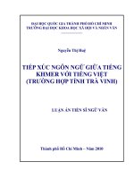 Tiếp xúc ngôn ngữ giữa tiếng khmer với tiếng việt (trường hợp tỉnh trà vinh) 