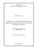 Nghiên cứu các yếu tố ảnh hưởng đến ý định chọn mua đồ gia dụng qua mạng của người tiêu dùng khu vực TP HCM 
