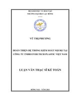Hoàn thiện hệ thống Kiểm soát nội bộ tại Công ty TNHH Ever Tech Plastic Việt Nam