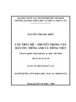 Cấu trúc đề   thuyết trong văn bản tin tiếng anh và tiếng việt 