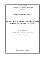 Giải pháp hoàn thiện quản lý thuế đối với các doanh nghiệp tại chi cục thuế quận tân phú 