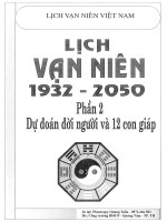 Lịch vạn niên 1932 2050 phần 2 dự đoán đời người và mười hai con giáp 