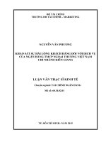 Khảo sát sự hài lòng của khách hàng đối với dịch vụ của ngân hàng TMCP ngoại thương việt nam chi nhánh kiên giang 
