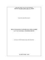 Phân tích kinh tế xói mòn đất nông nghiệp lưu vực suối rạt, tỉnh bình phước 